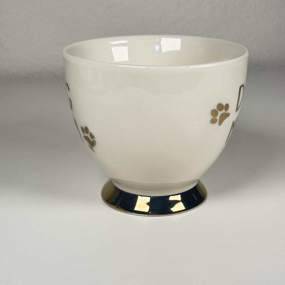 Nanette Lepore Dog Mom Porcelain Coffee Mug White Gold Handle New - Picture 5 of 14